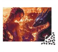 1000-Piece Adult Jigsaw Puzzle, Burn It Down Drago!, 38x26cm/1000pcs, for Progress Whenever Time Allows; White Card Pieces for A Neat Table