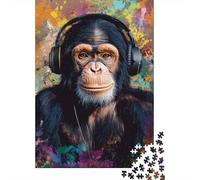 1000-Piece Adult Jigsaw Puzzle, Chimp Beats, 38x26cm/1000pcs, Low-dust White Pieces for Sorting; A Thoughtful Gift for A New Home