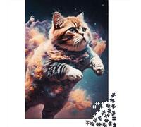 1000-Piece Adult Jigsaw Puzzle, Cloud Illustration Cat, 38x26cm/1000pcs, Easy to Revisit Throughout The Week; Smooth White Cardboard Pieces