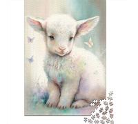 1000-Piece Adult Jigsaw Puzzle, Cute Little Lamb, 52x38cm/1000pcs; Low-dust White Pieces for Sorting; to Return to Whenever Time Permits