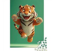 1000-Piece Adult Jigsaw Puzzle, Cute Tiny Tiger, 38x26cm/1000pcs; White Cardboard for Simple Sorting; for Calm Concentration at Home