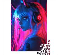 1000-Piece Adult Jigsaw Puzzle, Cyber Devil Gamer, 38x26cm/1000pcs, A Thoughtful Gift for A New Home; Clean White Card Pieces for Sorting
