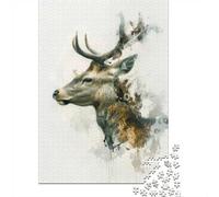 1000-Piece Adult Jigsaw Puzzle, Deer Elegance, 70x50cm/1000pcs; A Relaxed Project for Colder Days; Low-dust White Pieces for Sorting