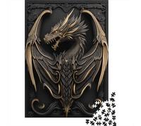 1000-Piece Adult Jigsaw Puzzle, Drago Gold Decor, 38x26cm/1000pcs; Low-dust White Pieces for Sorting; to Return to Whenever Time Permits