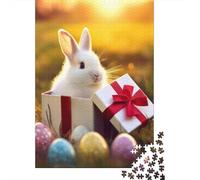 1000-Piece Adult Jigsaw Puzzle, Easter Bunny Gift Box, 70x50cm/1000pcs, Low-dust White Cardboard Pieces; A Weekend Activity at Your Own Pace