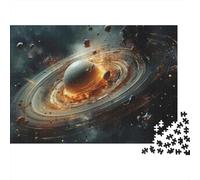 1000-Piece Adult Jigsaw Puzzle, Exploring Saturn's Rings A Journey Through Space, 52x38cm/1000pcs; Screen-free Family Time at Home; Clean White Card Pieces for Sorting