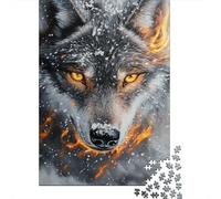 1000-Piece Adult Jigsaw Puzzle, Flame & Frost Wolf, 52x38cm/1000pcs; Low-dust White Pieces for Sorting; to Return to Whenever Time Permits