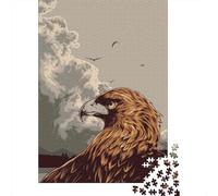 1000-Piece Adult Jigsaw Puzzle, Golden Eagle Wall Art Print-2, 70x50cm/1000pcs, White Pieces with A Smooth Surface; for Quiet Focus at Your Own Pace