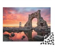 1000-Piece Adult Jigsaw Puzzle, Golden Gate Bridge Reflections, 70x50cm/1000pcs; A Rewarding Project to Return To; White Pieces with A Smooth Surface