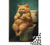 1000-Piece Adult Jigsaw Puzzle, Grumpy Cat's Selfie, 52x38cm/1000pcs, for Calm Hands-on Time after Work; White Pieces with A Smooth Surface