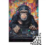1000-Piece Adult Jigsaw Puzzle, Monkey DJ Beats-2, 52x38cm/1000pcs; White Card Pieces for Easy Sorting; for Relaxed Evenings at The Table