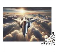 1000-Piece Adult Jigsaw Puzzle, Next-Gen Stealth Fighter Jet, 52x38cm/1000pcs, A Calm After-work Activity; White Cardboard with Reduced Dust