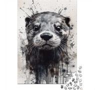 1000-Piece Adult Jigsaw Puzzle, Otter Wild Elegance, 38x26cm/1000pcs, Clean White Cardboard for Sorting; Easy to Pause And Continue Later