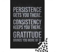 1000-Piece Adult Jigsaw Puzzle, Persistence, Consistency, Gratitude, 38x26cm/1000pcs; Low-dust White Pieces for Sorting; to Return to Whenever Time Permits