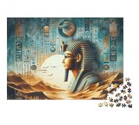 1000-Piece Adult Jigsaw Puzzle, Pharaoh in The Desert, 70x50cm/1000pcs, for Progress Whenever Time Allows; White Card Pieces for A Neat Table