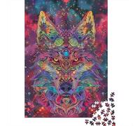 1000-Piece Adult Jigsaw Puzzle, Psychedelic Wolf Art Print, 70x50cm/1000pcs; Low-dust Pieces for A Tidier Table; A Quiet Indoor Pastime at Home