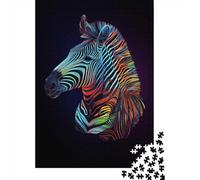 1000-Piece Adult Jigsaw Puzzle, Psychedelic Zebra, 52x38cm/1000pcs, A Relaxed Project for Colder Days; White Card Pieces for Easy Sorting