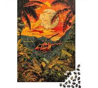 1000-Piece Adult Jigsaw Puzzle, Rainforest Helicopter Adventure, 70x50cm/1000pcs; for Relaxed Evenings at The Table; White Pieces for Organised Sorting