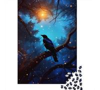 1000-Piece Adult Jigsaw Puzzle, Raven Animal, 52x38cm/1000pcs, for Progress Whenever Time Allows; White Card Pieces for A Neat Table