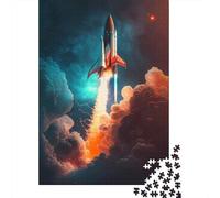 1000-Piece Adult Jigsaw Puzzle, Rocket Lift Off, 38x26cm/1000pcs; for Progress Whenever Time Allows; White Pieces with A Smooth Surface