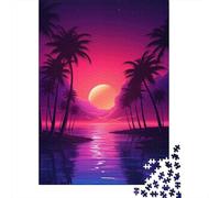 1000-Piece Adult Jigsaw Puzzle, Surreal Synthwave Oasis, 38x26cm/1000pcs, Easy to Revisit Throughout The Week; Smooth White Cardboard Pieces