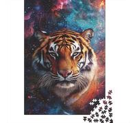 1000-Piece Adult Jigsaw Puzzle, Tiger in Cosmos-4, 52x38cm/1000pcs, Low-dust White Pieces for Sorting; A Thoughtful Gift for A New Home