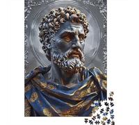 1000-Piece Adult Jigsaw Puzzle, Vintage Marcus Aurelius, 52x38cm/1000pcs, White Cardboard for Steady Handling; for Calm Concentration at Home