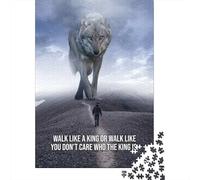 1000-Piece Adult Jigsaw Puzzle, Walk Like A King Wolf, 52x38cm/1000pcs, Low-dust White Pieces for Sorting; A Thoughtful Gift for A New Home