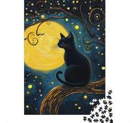 1000-Piece Adult Jigsaw Puzzle, Whiskered Moonlit Perch, 38x26cm/1000pcs, A Calm After-work Activity; White Cardboard with Reduced Dust