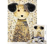 1000 Piece Adult Puzzles Abstract Dog Portrait with Circle Pattern Strengthen Family Connection Time Perfect Christmas Season Gifts Idea (38x52cm)