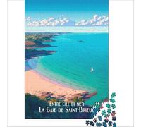 1000 Piece Adult Puzzles Affiche La Baie De Saint-Brieuc | Perfect decoration Help the brain exercise Wishlist with Santa Claus 38x52cm