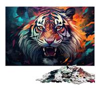 1000 Piece Adult Puzzles Angry Violent Tiger for Jigsaw Puzzle A Work of Art for And Teenager Age 14 Years Up 1000 PCS(38x26cm)