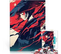 1000 Piece Adult Puzzles Anime Girl with Red Sun Anspruchsvolles Spiel und Familienspaß Ein Kunstwerk75x50cm