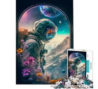 1000 Piece Adult Puzzles ASTRONAUT FLOWERS Challenging To Complete Staycation Kill Time Anti-Stress Toys Suitable for People Aged 14 And Above (50x75cm)