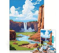 1000 Piece Adult Puzzles Big Bend Ouzoud, DIY Toys, Train Your Brain And Hands, with Matching Poster And Trivia Sheet 38x52cm