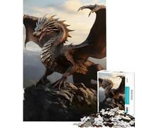 1000 Piece Adult Puzzles Big Bronze Dragon On Hill for Educational Game Challenge Toy Relaxing Games Birthday Present Art Work Gifts (Size 38x52cm)