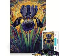 1000 Piece Adult Puzzles Black Iris Flower Neat Edge Decor, Mind Exercise Toy, Easy Time Fun, Christmas Art Display (50x75cm)