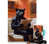 1000 Piece Adult Puzzles Black Panther on Toilet Neat Edge Decor, Mind Exercise Toy, Easy Time Fun, Christmas Art Display (50x75cm)