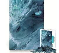 1000 Piece Adult Puzzles Blue Eyed White Dragon Neat Edge Decor, Mind Exercise Toy, Easy Time Fun, Christmas Art Display (50x75cm)
