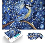1000 Piece Adult Puzzles Blue Jay in a Starry Night lustige Spiele für die ganze Familie Gutes Geschenk52x38cm
