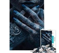 1000 Piece Adult Puzzles Blue Naked Tattoo Girl Difficult And Challenge Analysis And Logic Brain Teaser Game for And 14 Years And over (50x75cm)