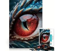 1000 Piece Adult Puzzles Blue Red Dragon Eye Neat Edge Decor, Mind Exercise Toy, Easy Time Fun, Christmas Art Display (38x52cm)