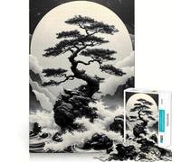 1000 Piece Adult Puzzles Bonsai Tree Under Full Moon Neat Edge Decor, Mind Exercise Toy, Easy Time Fun, Christmas Art Display (50x75cm)