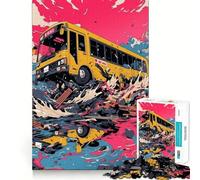 1000 Piece Adult Puzzles Bus Crashing Through Debris Fine Edge Craft Cognitive Game Toy Relax Game Play Christmas Wall Art (50x75cm)