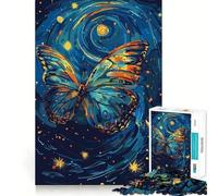 1000 Piece Adult Puzzles Butterfly in A Starry Night Fine Edge Craft Cognitive Game Toy Relax Game Play Christmas Wall Art (38x26cm)