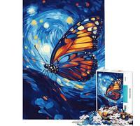 1000 Piece Adult Puzzles Butterfly in Starry Night Challenging To Complete Staycation Kill Time Anti-Stress Toys Suitable for People Aged 14 And Above (38x52cm)
