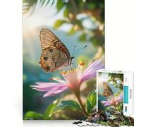 1000 Piece Adult Puzzles Butterfly on Pink Flower Fine Edge Craft Cognitive Game Toy Relax Game Play Christmas Wall Art (38x26cm)