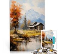 1000 Piece Adult Puzzles Cabin by the River Lernspiel-Herausforderungsspielzeug Tolle Geschenke und Spielzeuge38x26cm