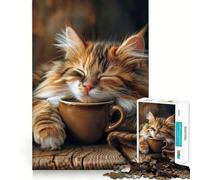 1000 Piece Adult Puzzles Calico Cat Coffee Morning Fine Edge Craft Cognitive Game Toy Relax Game Play Christmas Wall Art (38x52cm)