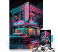 1000 Piece Adult Puzzles Car front of the Bar Puzzle Educational Games 26x38cm with Matching Poster and Trivia Sheet for teenager Age 14 Up